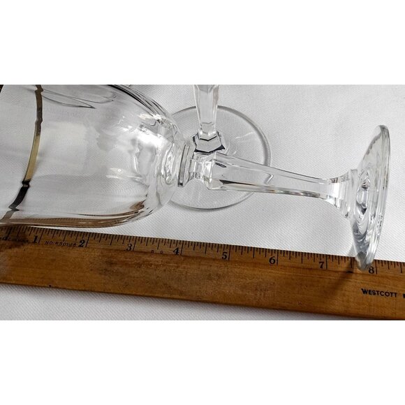 Crown Crystal Cape Cod Gold Rim Goblets 7.5" optic 24% leaded glasses 1970s 4pc - Picture 6 of 9